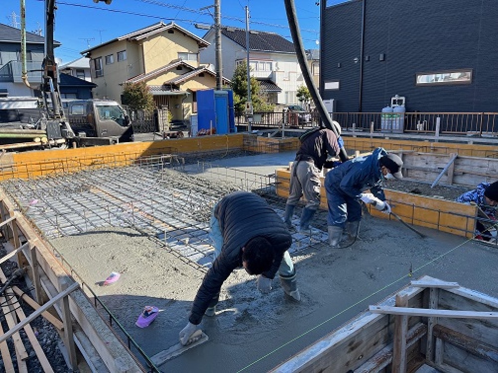 藤枝市郡K様邸スラブコクリート打設