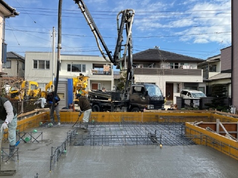 藤枝市志太K様邸スラブコンクリート打設